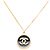 Collana con pendente rotondo Chanel CC nera placcata oro e smalto Nero - vista 2