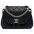 Borsa a tracolla Chanel CC in pelle d'agnello matelassé nera con catena Bijoux e patta a fisarmonica Nero