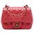 Borsa a tracolla Chanel Mini Square Classic in vernice rosa con patta singola