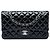 Borsa a tracolla Chanel Medium Classic Double Flap in vernice nera Nero
