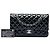 Borsa a tracolla Chanel Medium Classic Double Flap in vernice nera Nero - vista 6