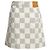 Minifalda de denim de algodón jacquard Damier Azur LOUIS VUITTON FR 40 NWT Blanco Damier ebene