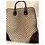 Borsa tote Gucci in tela beige e pelle marrone - vista 6