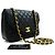 Bolsa de Ombro com Corrente Meia Lua CHANEL Tiracolo Preta Matelassê com Aba Preto