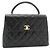 Borsa a mano CHANEL in Lamskin Top Handle Small Bag Kelly Black Flap Nero - vista 2