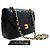 Bolsa de Ombro com Corrente Meia Lua CHANEL Tiracolo Preta Matelassê com Aba Preto