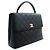 Bolso CHANEL de piel de becerro granulada Bolso de asa superior Kelly Black Flap Negro