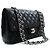 Borsa a tracolla con catena CHANEL Classic Double Flap 10" in pelle di agnello nera Nero