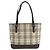 Sacola Burberry Check Canvas Leather Marrom Bege