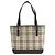 Sacola Burberry Check Canvas Leather Marrom Bege - vista 2