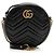 Bolsa de Ombro Mini Redonda GG Marmont em Couro Matelassé Gucci Preto