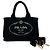 Tote Prada Canapa Triangle Logo Hardware Canvas Handbag Black