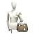 Mini borsa tote Prada in pelle e tela marrone e bianca Bianco - vista 2