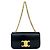 Céline Bolsa Mini Semi One Shoulder em couro com corrente e logo Triomphe Celine Claude Preto