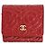 Cartera tri-fold Chanel de piel de becerro granulada roja