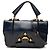 Borsa Satchel Fendi F3 Secret Code in vernice testurizzata blu Blu navy