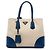 Prada Large Canapa und Saffiano Double Satchel Beige