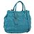Bolsa PRADA Matelassé Nylon 2way Turquoise Blue Silver Auth 202888V Prata Turquesa