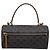 Céline CELINE Macadam Canvas Triomphe Cylinder Bag PVC 2way Brown Gold Auth 203772SAM Castaño Dorado - vista 13