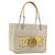CHANEL Choco Bar Cambon Chain Tote Bag Canvas Beige Silver CC