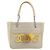 CHANEL Choco Bar Cambon Chain Tote Bag Canvas Beige Silver CC - Ansicht 2