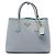 Prada Borsa Double Satchel in Pelle Saffiano Grigia Medium Marrone Grigio