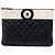 Clutch Chanel Black Medium CC Bicolor Quilted Lambskin Beige