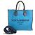 Borsa Shopping Dolce & Gabbana in pelle e tela Nero Blu
