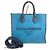 Borsa Shopping Dolce & Gabbana in pelle e tela Nero Blu - vista 2