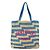 Jimmy Choo gestreifter Strandbeutel mit Logo Pink Blau Beige