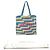 Jimmy Choo gestreifter Strandbeutel mit Logo Pink Blau Beige - Ansicht 14