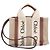 Borsa a tracolla Chloé Mini Tote Woody Marrone Bianco