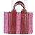 Bolsa de Ombro Chloé Woody Small em Feltro e Couro Vermelho