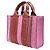 Bolsa de Ombro Chloé Woody Small em Feltro e Couro Vermelho - vista 2
