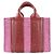 Bolsa de Ombro Chloé Woody Small em Feltro e Couro Vermelho - vista 4