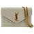 Autre Marque Saint Laurent Bicolor Monogram Leather and Patent Beige
