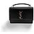 Autre Marque Borsa a tracolla Saint Laurent Sunset in pelle metallizzata craquelée Small Nero