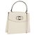 Salvatore Ferragamo Hand Bag Leather 2way Ivory Silver Auth 199898 Silvery Cream