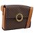 Céline Bolsa de Ombro Circular CELINE Macadam Canvas PVC Couro Marrom Dourado Auth 202926