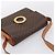 Céline Bolsa de Ombro Circular CELINE Macadam Canvas PVC Couro Marrom Dourado Auth 202926 - vista 6