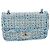 Borsa a tracolla CHANEL Chain Matelasse 20 in tweed Blu Argento CC Auth BA15642SM - vista 13
