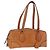 Bolsa de Ombro PRADA em Couro Marrom Prata Auth 202998