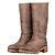 Botas moteras Prada AW11 altas de shearling con efecto pintura Castaño