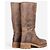 Botas moteras Prada AW11 altas de shearling con efecto pintura Castaño - vista 2