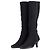 Prada 2000s Knee High Neoprene Kitten Heel Boots Black