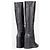 Prada AW14 Knee-High Biker Moto Wedge Boots Schwarz - Ansicht 2