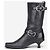 Miu Miu 2000s Kitten-Heel Biker Western Boots Schwarz - Ansicht 3