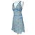 Cacharel Vestido Mini de Algodão Estampado Liberty Branco Azul