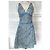 Cacharel Vestido Mini de Algodão Estampado Liberty Branco Azul - vista 6