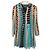 Antik Batik Preppy Folk Kleid Schwarz Beige Türkis